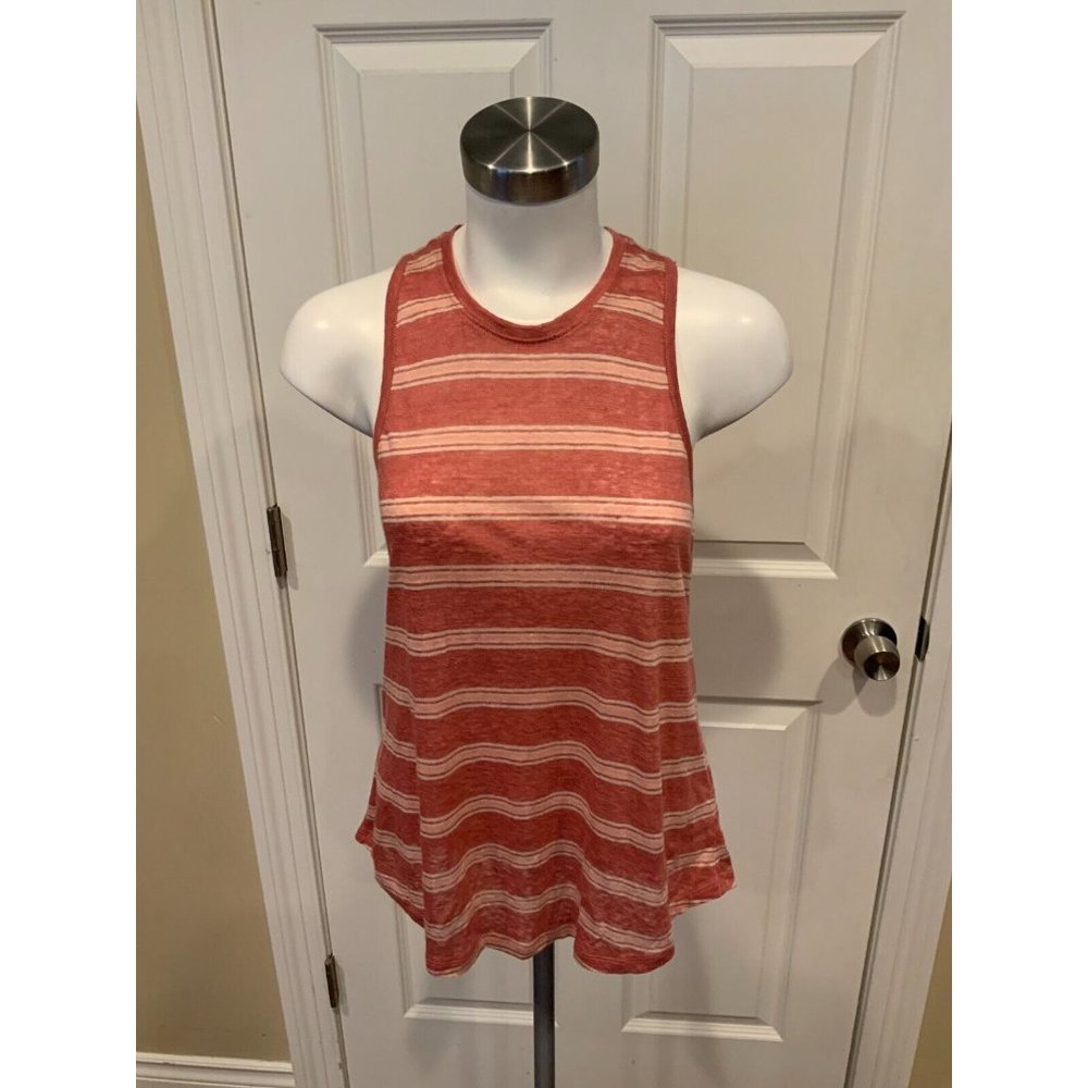 Joie Red & Pink Striped "Rayson" Linen Tank Top Size XS NWT